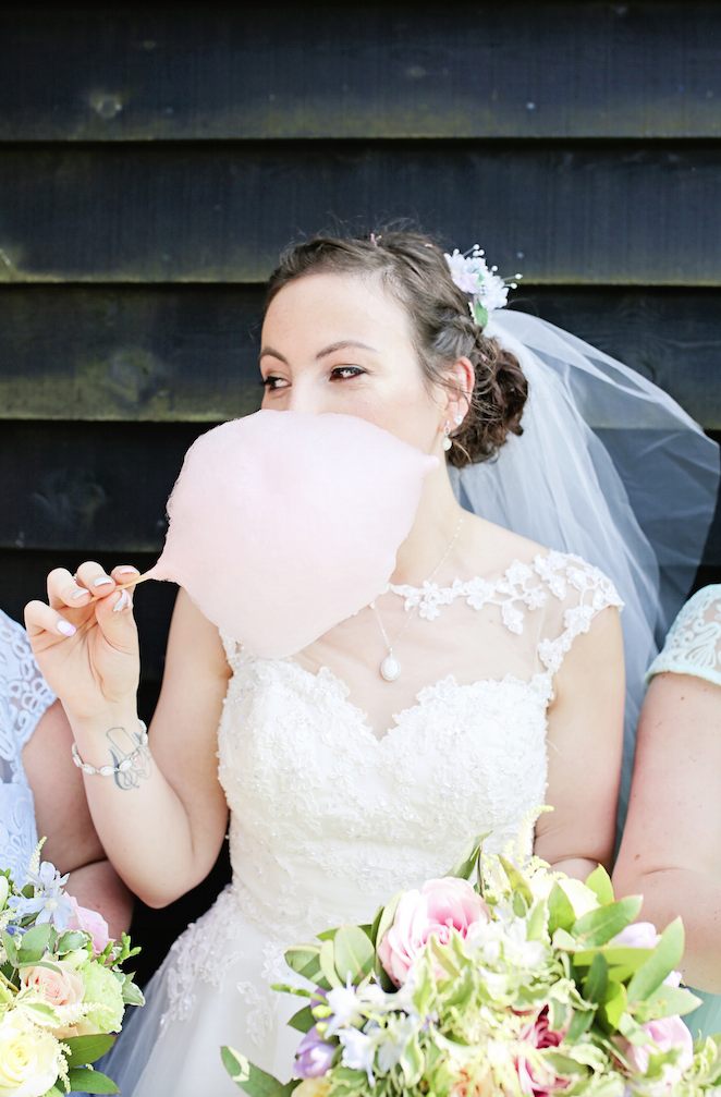 Keep cool on your wedding day - Bride wearing Rita Mae dress