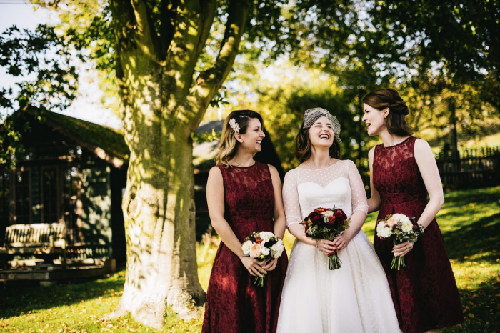Real Bride Maddy wearing Nellie a tea length wedding dress at Cutting Edge Brides