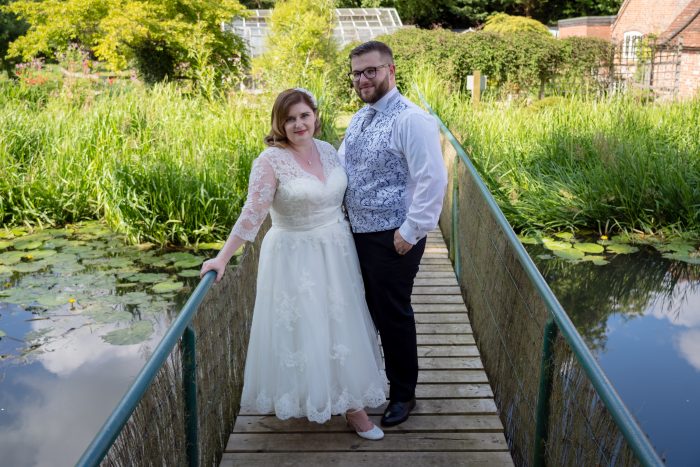 Cutting Edge Brides - real bride wearing 'Rosie' a Lace Tea-Length Wedding Dress