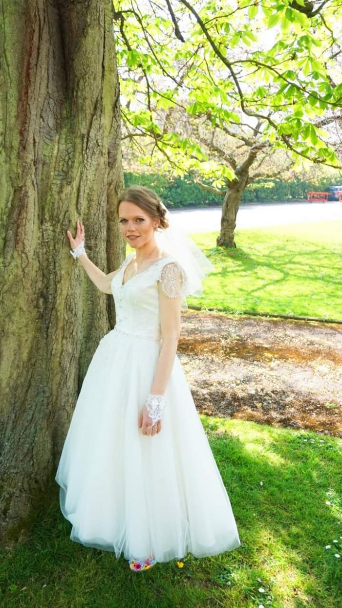 retro inspired short wedding gown at Cutting Edge Brides