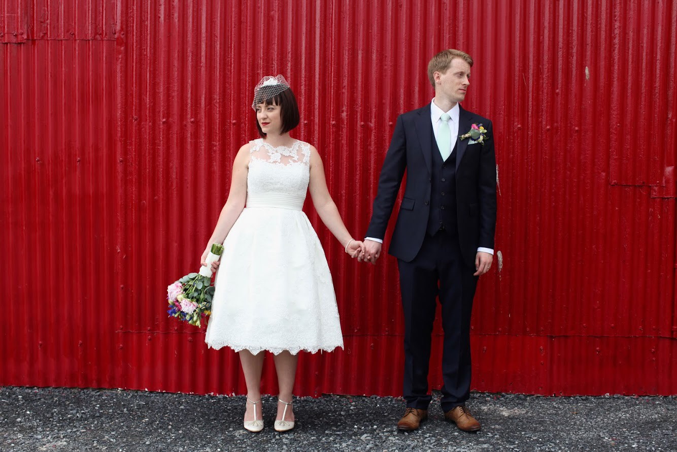 a rural wedding in a vintage style wedding dress