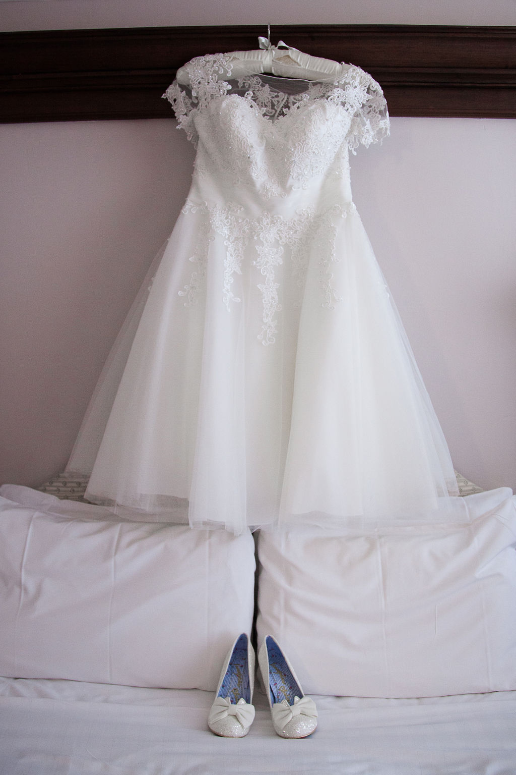 Real Bride Steph wearing Demi by True Bride short wedding dress at Cutting Edge Brides
