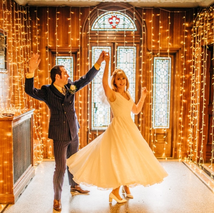 ballerina length wedding dress worn by real bride