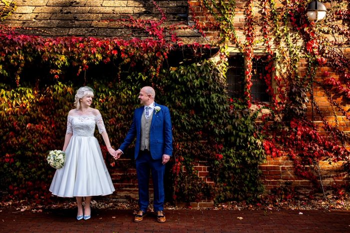 mature bride wearing vintage style wedding dress