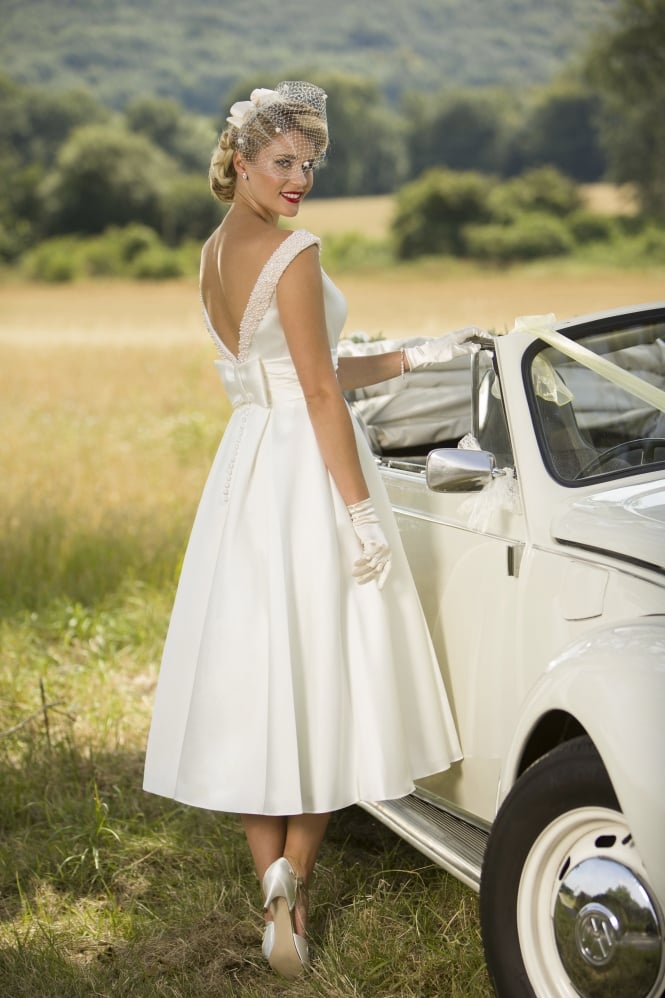 Brighton Belle by True Bride HARRIET Calf Tea Length 1940s Wedding Audrey Hepburn Vintage Style