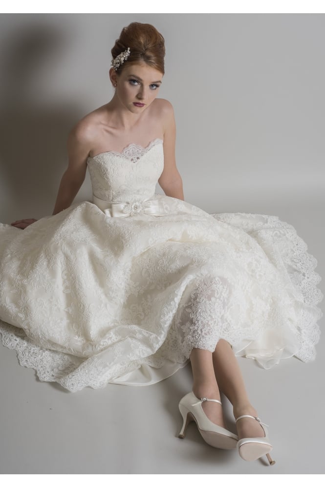 Loulou Bridal POSY Tea Length Lace 1950s Short Wedding Dress 