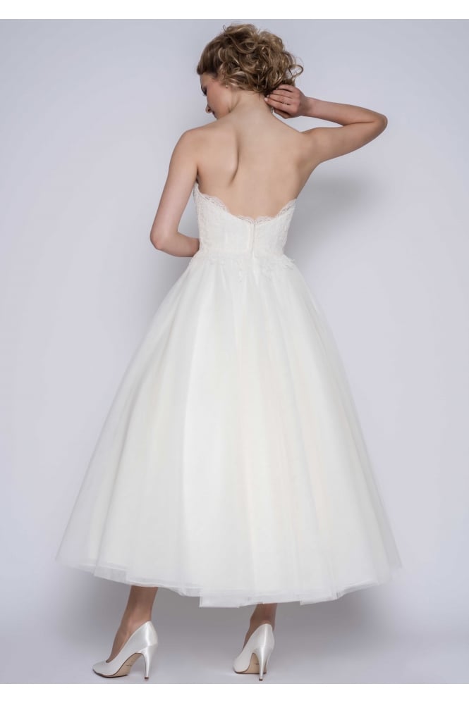 Loulou Bridal MATILDA Calf Ankle Lace Strapless Wedding Gown